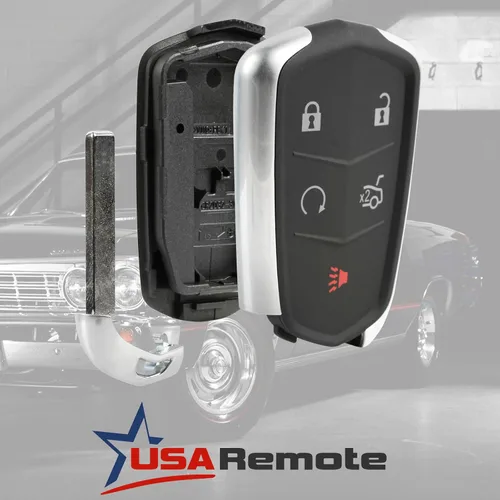 Vista 3 de Llavero de entrada sin llave - Carcasa y almohadilla para control remoto inteligente compatible con Cadillac ATS, CT6, CTS, SRX, XT5, XTS