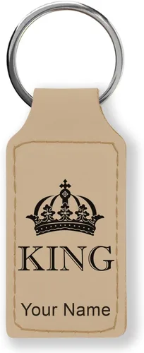 Vista 20 de Llavero rectangular, corona de rey, grabado personalizado incluido, Bambú