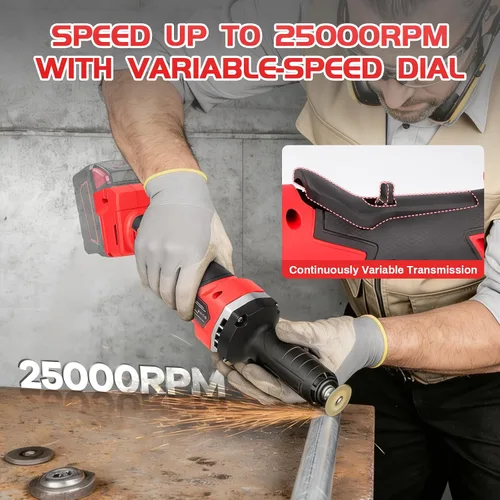 Vista 3 de Amoladoras inalámbricas para batería Milwaukee M18 de 18 V, motor sin escobillas de hasta 25000 RPM, pinza de 1/4 pulgadas para pulido, corte