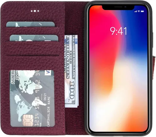 Vista 98 de HARDISTON Compatible con iPhone 7 Plus / 8 Plus Funda Cartera, Hecha a Mano de Cuero Genuino, Funda Magnética Desmontable con Tapa Abatible