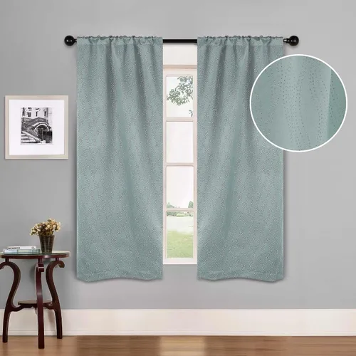 Vista 20 de BLUENILEMILLS Paneles de cortinas opacas para oscurecer la habitación con bolsillo para barra, cortinas perfectas para ventanas de cocina