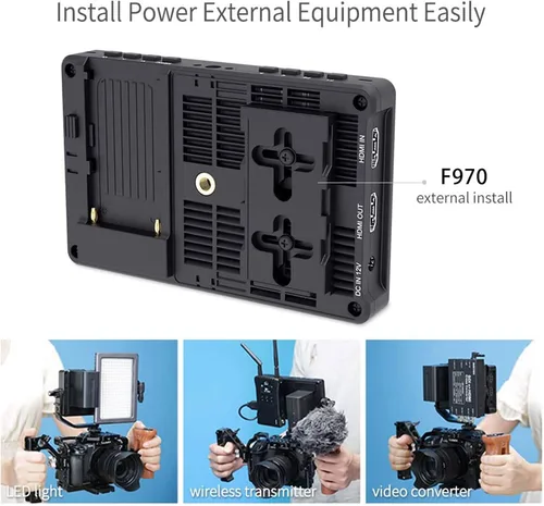Vista 6 de FEELWORLD F5 Pro V4 6 pulgadas pantalla táctil DSLR cámara monitor de campo con 3D LUT, IPS FHD 1920x1152 con instalación F970 y kit de alimentación