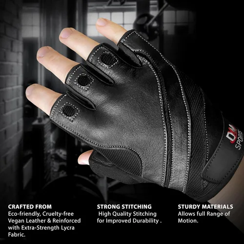 Vista 2 de DXM SPORTS Guantes de entrenamiento para hombres, guantes de levantamiento de pesas de gimnasio con soporte para muñeca, transpirables, guantes
