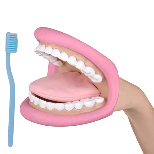 Vista 6 de Ultrassist Marioneta de Mano de Boca de Tamaño Mediano con Lengua para Niños Color Verde, Marioneta de Boca para Terapia del Habla, Incluye Cepillo
