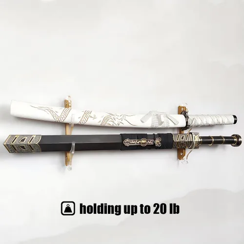 Vista 2 de Soporte de pared para sable de luz de 2 niveles, soporte de acrílico para armas Katana, espada samurai, tanto, espada larga, Rapier, soporte