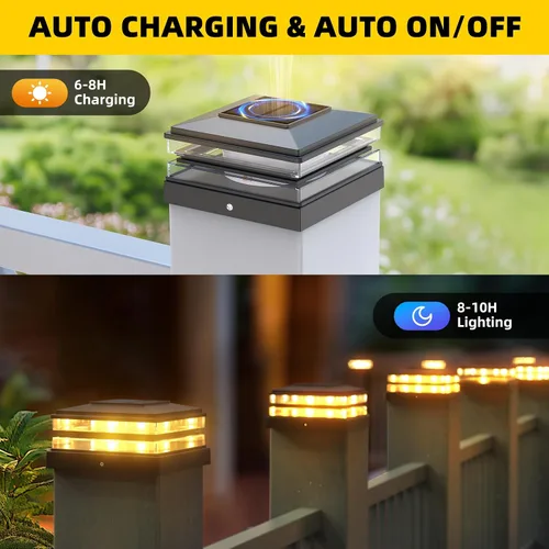 Vista 4 de Paquete de 8 luces solares para postes para exteriores, impermeables