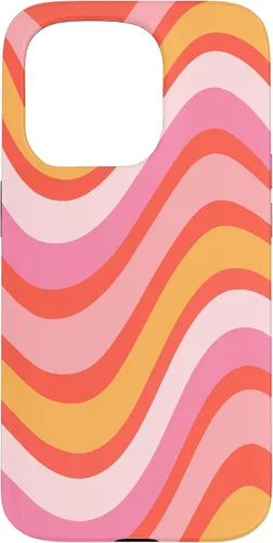 Vista 13 de iPhone 13 Pro Retro Liquid Swirl patrón de líneas onduladas rosa mandarina naranja funda