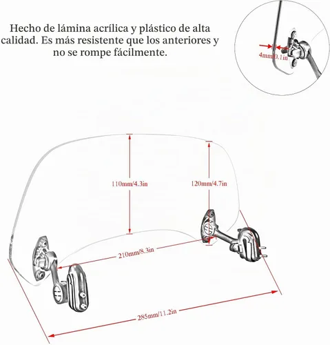 Vista 5 de Extensión universal para parabrisas de motocicleta, alerón ajustable, extensor de parabrisas para Kawasaki, Yamaha, Harley, Suzuki, Buell, Triumph