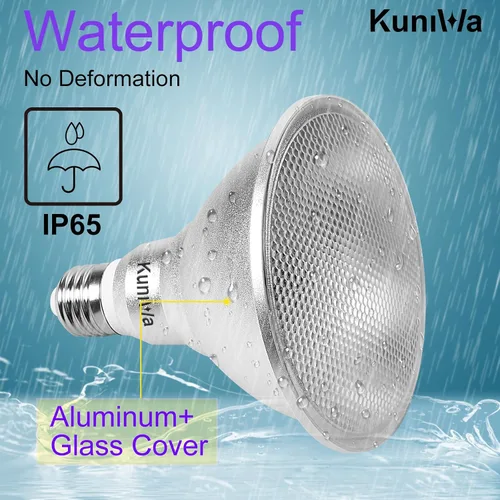 Vista 3 de Paquete de 2 bombillas de inundación PAR38 para exteriores de 30 W, LED que cambia de color a prueba de agua, equivalente a 100 W, temporizador