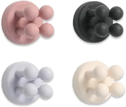 Vista 10 de 6 soportes de silicona impermeables para cepillos de dientes, ganchos autoadhesivos multifunción para colgar llaves, ropa, toalla, cable