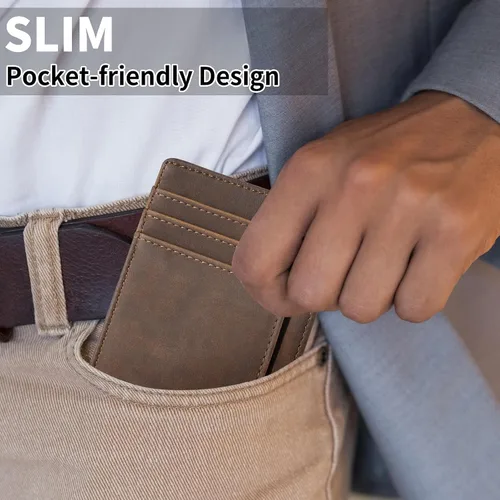 Vista 13 de Cartera Chelmon Slim RFID - Cartera de bolsillo frontal minimalista para tarjetas de crédito delgadas