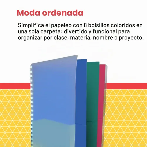 Vista 6 de School Smart Organizador de proyectos de 8 bolsillos, polipropileno, multicolor, 1 unidad (paquete de 1)