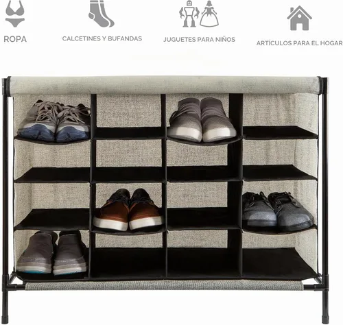 Vista 6 de Simplify Cubby de zapatos, 16 compartimentos, gris (23200-GREY)