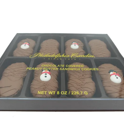Vista 32 de Galletas de la marca Philadelphia Candies cubiertos por ambos lados de chocolate negro y con leche, y crema de cacahuete de la marca Nutter Butter