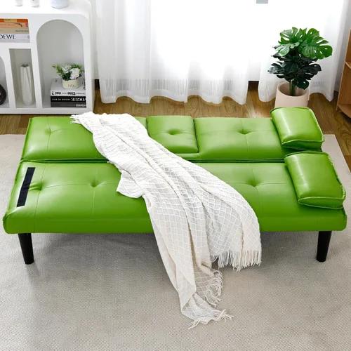 Vista 12 de The 67-Inch Black PVC Multi-Functional Sofa Bed with a Foldable and Cup Holder Design Makes It Extremely Convenient to Turn The Living Room Into a