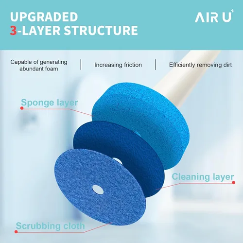 Vista 6 de AIR U+ Cepillo Desechable para Inodoro, Sistema de Limpieza de Cuenco de Inodoro con 24 Recargas de Varilla, Kit Inicial de Cepillo Limpio con 1