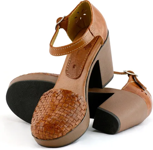 Vista 4 de Zapatos Mexicanos de Plataforma de Piel para Mujer - Modelo 5H02