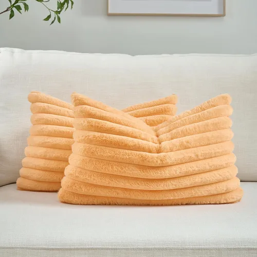 Vista 45 de FUTEI Pack of 2 Faux Fur Throw Pillow Covers 20x20 Inch, Navy Blue Azul marino