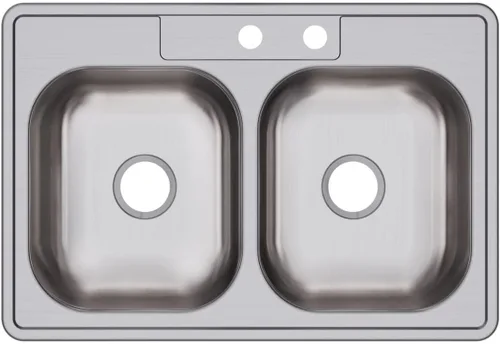 Vista 17 de Dayton D233221 Equal - Fregadero de acero inoxidable con doble tazón, 33 x 22 x 6.5 pulgadas