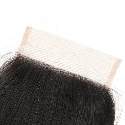 Vista 4 de Extensiones de cabello humano con cierre de encaje liso 4x4 HD, cierre de encaje de 8 pulgadas, cabello virgen brasileño sin procesar, frontal