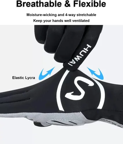 Vista 4 de Guantes de ciclismo acolchados de dedo completo, guantes de bicicleta de montaña, guantes de MTB transpirables para hombres y mujeres
