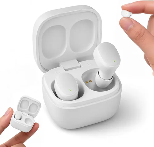 Vista 10 de Mini auriculares inalámbricos invisibles, Bluetooth 5.3, micrófono y A-Negro