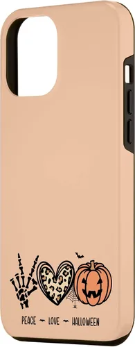 Vista 2 de Funda para iPhone 13 Pro Max Peace Love Halloween Murciélagos Arañas Calabaza Leopardo Corazón