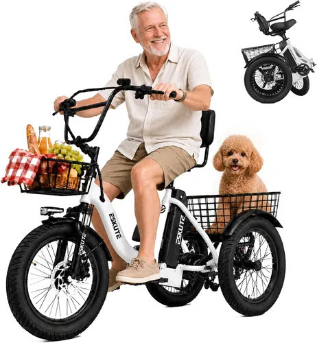 Vista 11 de Bicicleta eléctrica para adultos, triciclo de 1200 W de potencia máxima y batería extraíble de 499.2 Wh, neumáticos gruesos de 18x3.0, bicicleta