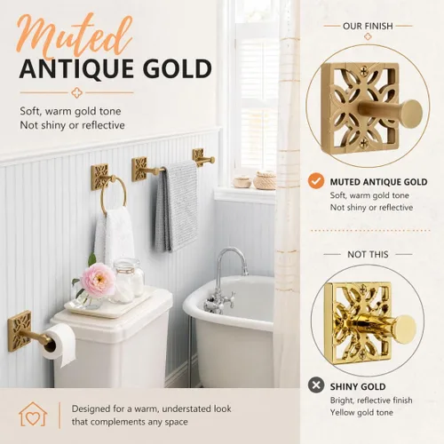 Vista 3 de Autumn Alley Dos Ganchos Dorados, Gancho para Toallas de Baño, Gancho para Bata Montado en la Pared - Ganchos Decorativos de Pared para Toalla