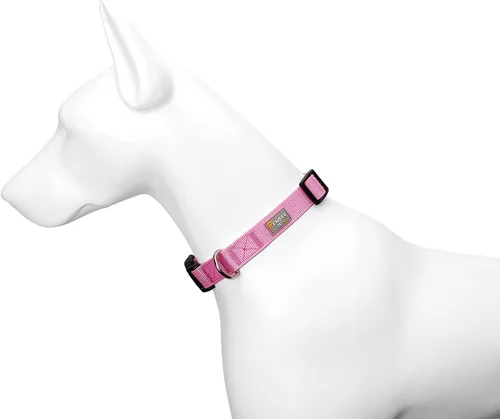 Vista 4 de Collar básico para perro, nailon ajustable para cachorros, color rosa, talla XS Diseñado para razas pequeñas, liberación rápida, anillo en D