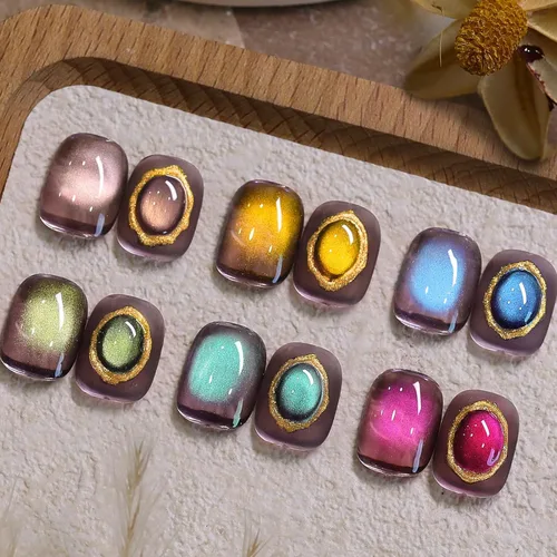 Vista 17 de Born Pretty - Esmalte de uñas de gel magnético 9D con purpurina reflectante, esmalte de gel holográfico de color gato magnético, juego de 7ml, 6