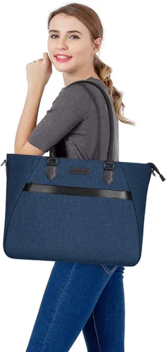Vista 7 de MOSISO Bolsa de mano para laptop (17-17.3 pulgadas) con bolsillo trapezoidal frontal, verde azulado profundo
