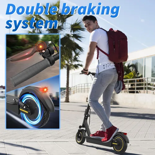 Vista 7 de Electric Scooter, 500W Motor, 28 Miles Range, Dual Suspensions Neumáticos sólidos de 10 pulgadas, velocidad máxima de 22 Mph, scooter plegable