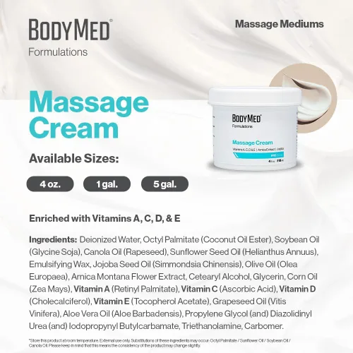 Vista 3 de BodyMed Formulations Crema de masaje, 4 oz. - Sin fragancia, crema totalmente natural para terapia de masaje - Certificado de Leaping Bunny