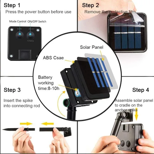 Vista 9 de Tira de luces solares con forma de globo, 31 pies, 50 luces LED para exteriores, impermeables, 8 modos, luces solares de patio para césped, jardín
