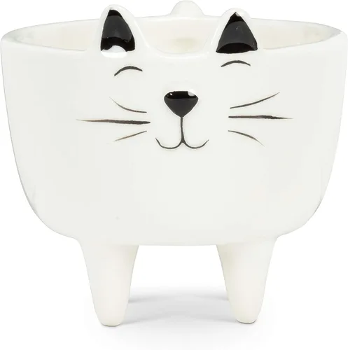 Vista 11 de Abbott Collection - Maceta grande con cabeza de gato Para suculentas y plantas pequeñas, cerámica, negro/blanco, 4.2 pulgadas de alto, sin