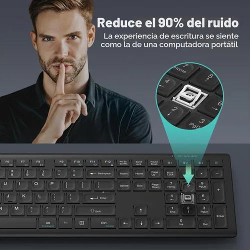 Vista 6 de TECKNET Bluetooth Keyboard Rechargeable Ultra-Slim Full Size Negro