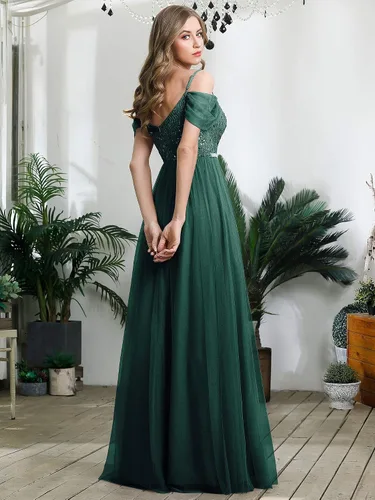 Vista 2 de Ever-Pretty Vestido largo de dama de honor acampanado con hombros descubiertos para mujer 0766