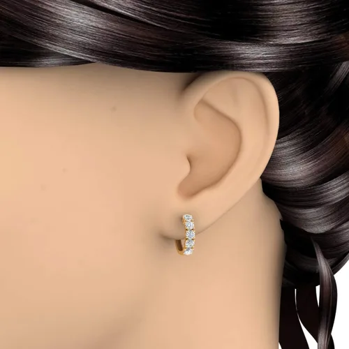 Vista 3 de Aretes tipo argolla de diamantes de 2 quilates en oro de 10 quilates con certificación IGI