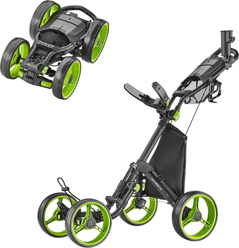 Vista 9 de Caddytek Carrito de golf Explorer V8 - Carrito plegable SuperLite de 4 ruedas de aluminio con ancho ajustable de rueda delantera, freno de pie Gris