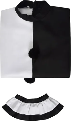 Vista 7 de HAIRXR Disfraz de payaso asesino terrifier para adultos y niños, overol de cosplay de payaso artístico para la cabeza, traje de Halloween (hombre, M)