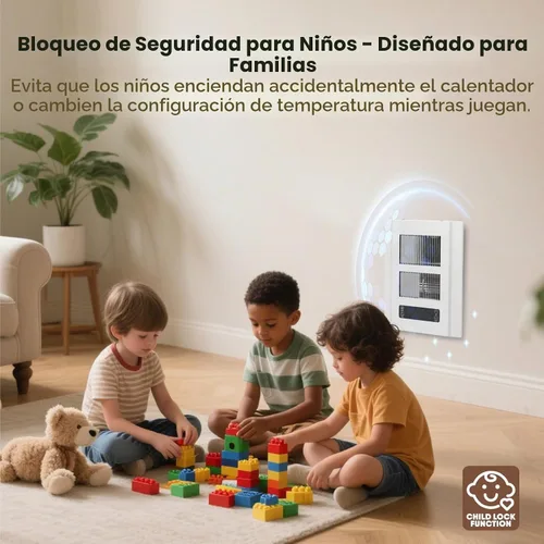 Vista 5 de Calentador de pared eléctrico de 240 V con 3 modos, 1500/750 W Marfil