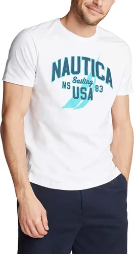 Vista 14 de Nautica - Camiseta de manga corta para hombre, 100% algodón, serie náutica con estampa gráfica Rojo náutico