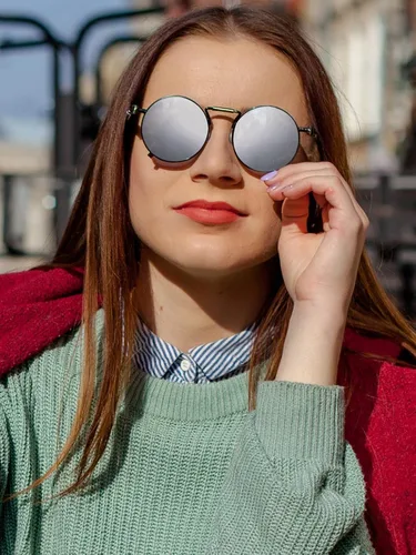 Vista 2 de AIEYEZO Gafas de sol redondas Steampunk con montura de metal gótico, 100% bloqueo UV