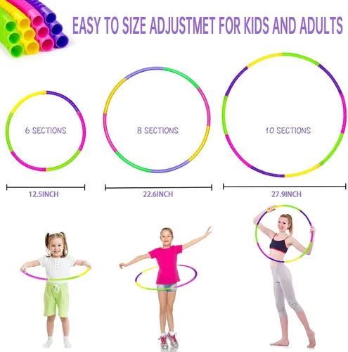 Vista 3 de Aro de ejercicio para niños, ajustable, desmontable, peso y tamaño, aro de plástico para actividades al aire libre, gimnasio, aula, escuela