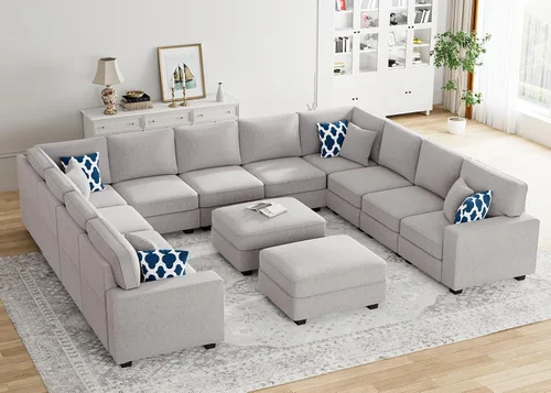 Vista 44 de Legend Vansen - Sofá seccional modular en forma de U con otomano, sofá de esquina reversible moderno para sala de estar (Antracita, 2+3 con otomano)