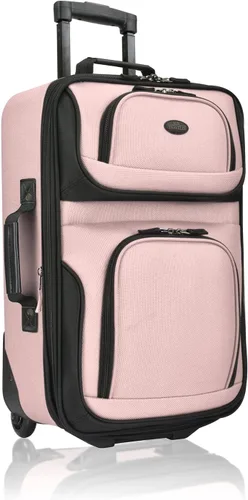 Vista 3 de US Traveler Rio Rugged Fabric - Juego de equipaje de mano expandible Rosado Juego de equipaje de mano extensible de tela resistente Rio