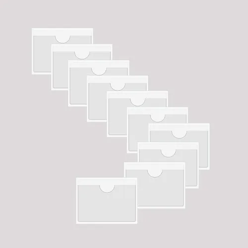 Vista 13 de Fundas adhesivas transparentes, de plástico, autoadhesivas, para tarjetas de índice, planificadores, armarios, estantes (1.18 x 3.74 pulgadas), 20