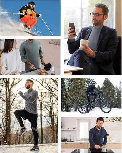 Vista 5 de Runhit Mens Thermal Underwear SetFleece Lined Long Johns for Men Thermal Shirts and Pants Base Layer Cold Weather Thermals