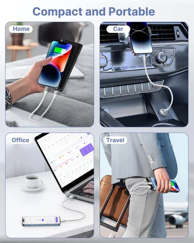 Vista 7 de Cargador Aioneus para iPhone. Paquete de 3 cables USB A a Lightning con certificación MFi Cable Lightning corto trenzado de nailon para iPhone